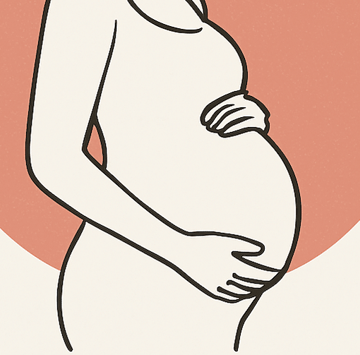 An illustration of a pregnant woman holding her belly